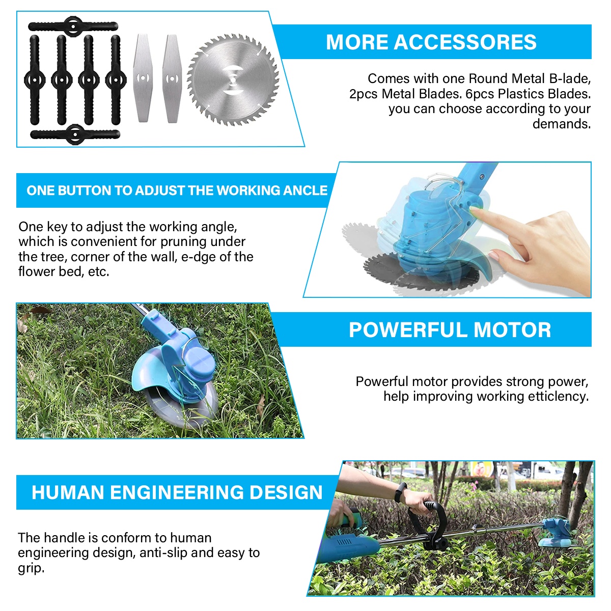 Electric Strimmer Grass Trimmer Cutter Garden Edger 21V Cordless 2 Battery - Image 7