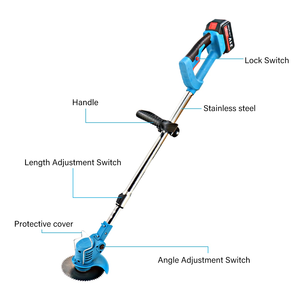 Electric Strimmer Grass Trimmer Cutter Garden Edger 21V Cordless 2 Battery - Image 6