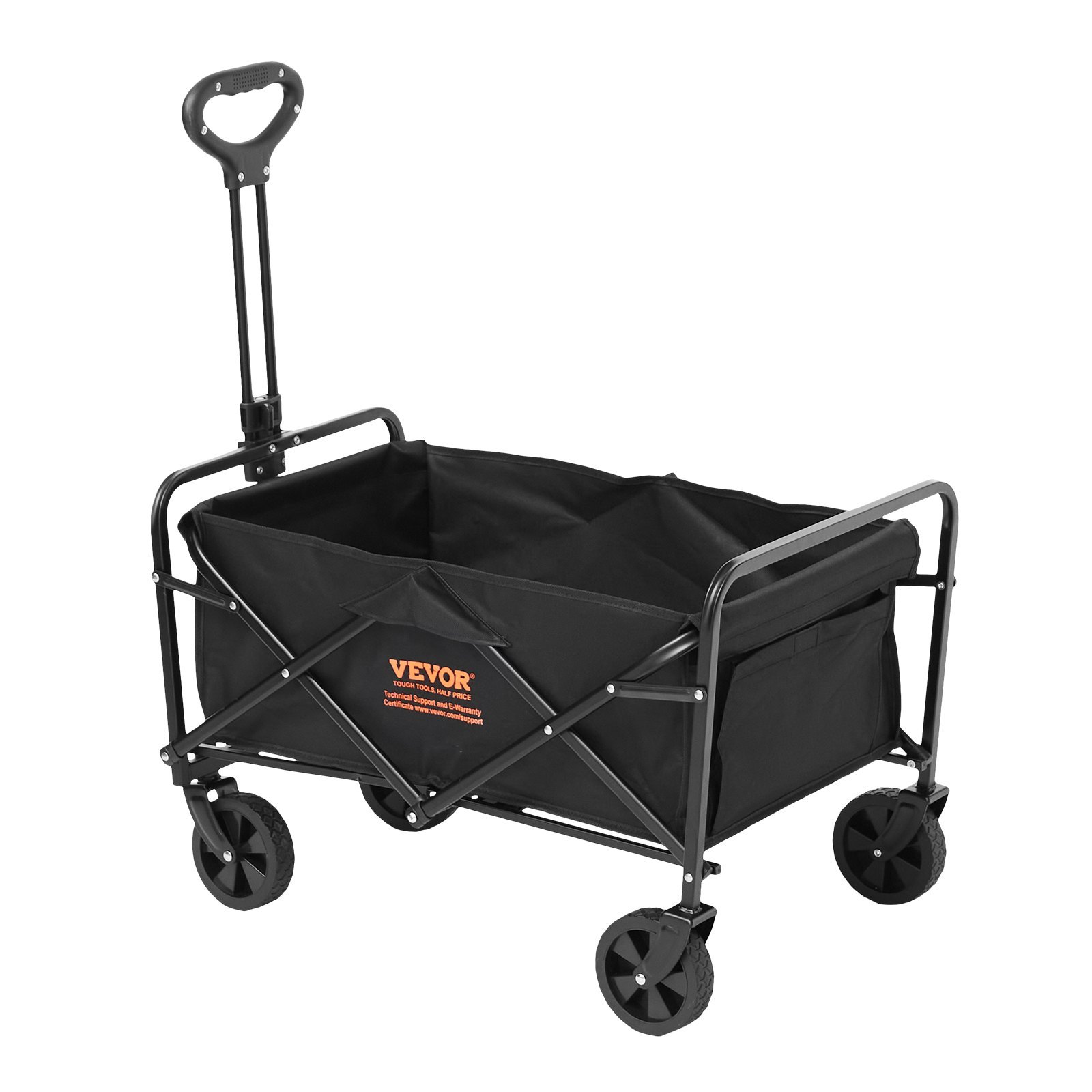 Collapsible Folding Wagon, 0.057 M Beach Wagon Cart With All-Terrain 12.7 Cm Wheels, Heavy Duty Folding Wagon Cart 99.8 Kg Weight Capacity With Drink Holders, Sports Wagon For Camping, Shopping - Image 10