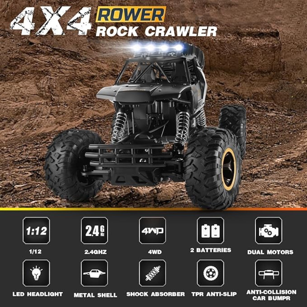 UK Rc Car Rock Crawler Rechargeable Off Road Truck 4WD , Metal Shell LED Headlights RC Remote Control Off Road Car Truck,Logistics Is Randomly Sent By EVRI,DPD,Amazon Logistics,Royal Mail - Image 7