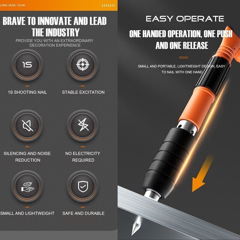 Woodworking Integrated Air Nailer Manual Steel Nail Nailer 4 Gears Power Gun NEW - Image 10